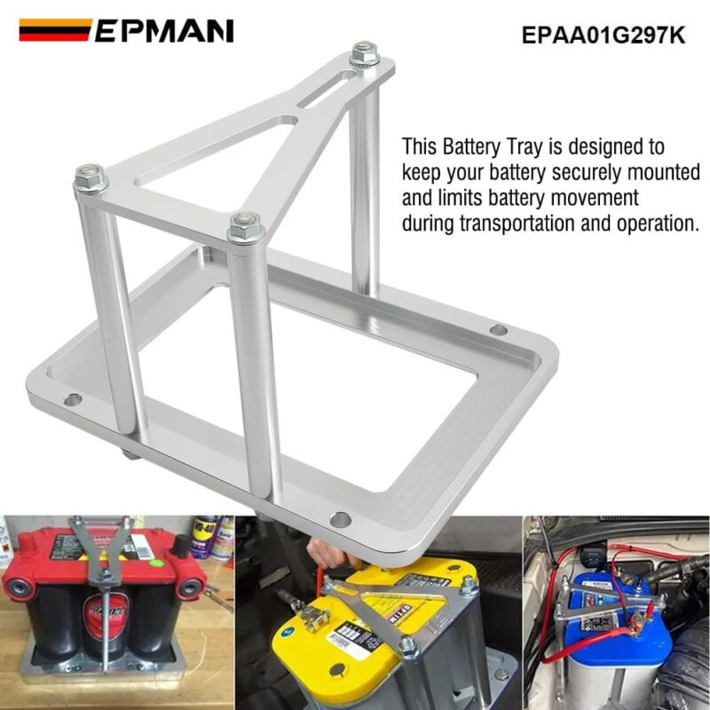 EPMAN Billet Battery Tray Hold Down Trunk Relocation Box Aluminum Racing Mount EPAA01G297K
