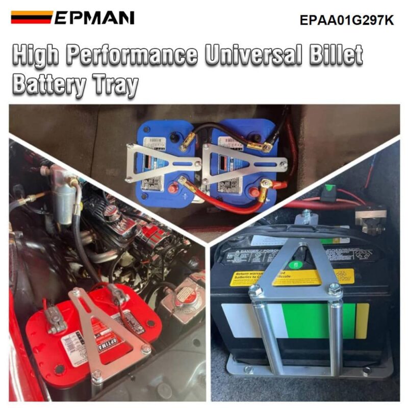 EPMAN Billet Battery Tray Hold Down Trunk Relocation Box Aluminum Racing Mount EPAA01G297K