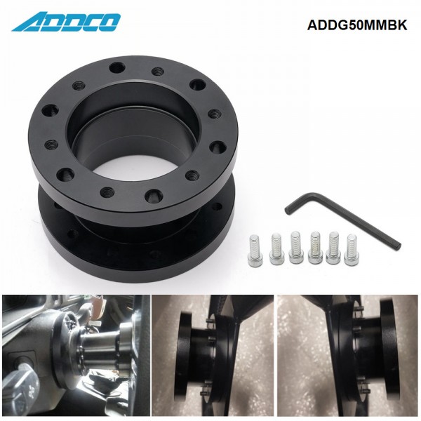 addg50mmbk_1-1.jpg ADDCO Aluminum Alloy 50mm Height Car Steering Wheel Hub Extension Adapter Spacer ADDG50MMBK