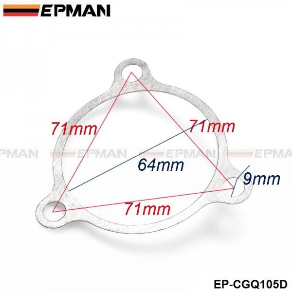 EPMAN -10PCS/LOT Fabberge 2.5" T3 3 Bolt Discharge Internal Wastegate Aluminum Gasket EP-CGQ105D