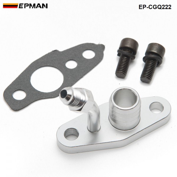ep-cgq222_2-1.jpg EPMAN -Turbo Oil Feed & Return Flange For TOYOTA CT9 CT12 CT20 CT26 4AN Feed w/ 20mm Barb EP-CGQ222