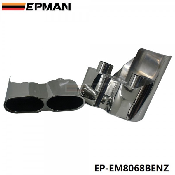 ep-em8068benz-1.jpg EPMAN 2 Caliber 5.2cm 304 Stainless Steel Chrome Exhaust Muffler Tip For BENZ S CLASS 2008-2013 EP-EM8068BENZ - Image 1