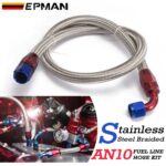 TANSKY AN10Stainless Steel Braided Line Fuel Hose Kit With Oil Hose Ending Fitting 10AN Straight & 90 degree