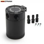 EPMAN - Racing Baffled Aluminum 2-Port / 3-Port Oil Catch Can / Tank / Air-Oil Separator Universal Black