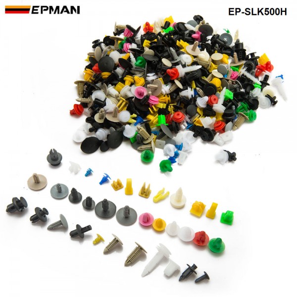 500PCS/Pack Car Door Trim Panel Clip Fasteners Auto Bumper Rivet Fastener Clip Assortments Kit Push EP-SLK500H