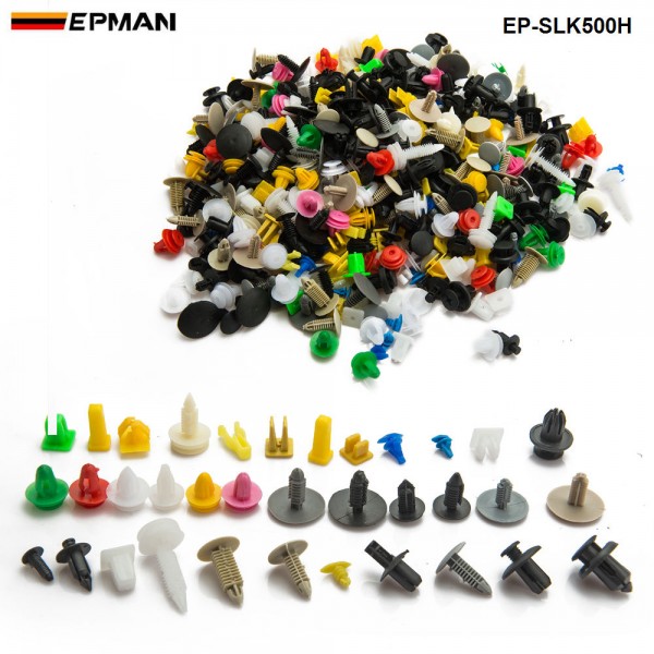 500PCS/Pack Car Door Trim Panel Clip Fasteners Auto Bumper Rivet Fastener Clip Assortments Kit Push EP-SLK500H