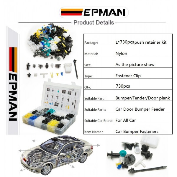 17 Kinds Mixed 730PCS/Set Auto Fastener Universal Bumper Fixed Clamp Push Clip for All Automobile Series Fastener EP-SLK730H