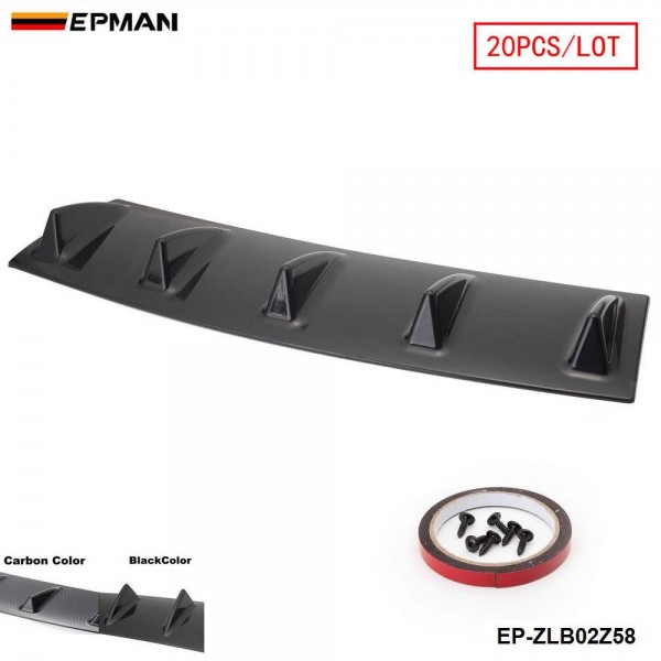 ep-zlb02z58-20t_1-1.jpg EPMAN - 20PCS/LOT Shark Fin 5 Wing Lip Diffuser 23" x 6" Rear Bumper Chassis Black/Carbon Color ABS Universal EP-ZLB02Z58-20T - Image 1