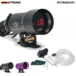 EPMAN 37mm Compact Micro Digital Smoked Boost Bar Gauge Universal 3-4-6-8 Cylinder Engines Black Car Boost Meter EP37BKBOOST