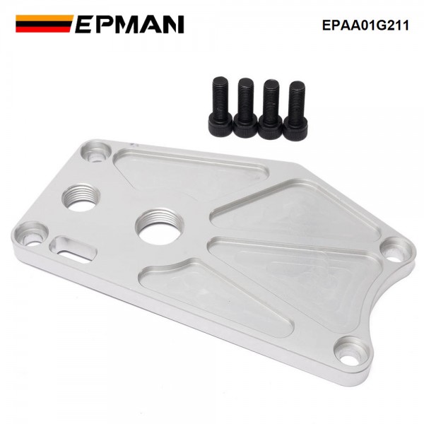 epaa01g211_4-1.jpg EPMAN Billet Aluminum K-series Water Pump Block Off Plate /-10 Breather Port For Honda Acura K20 K24 Engines EPAA01G211