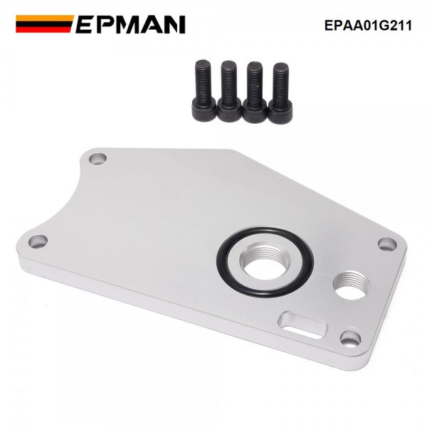 epaa01g211_5-1.jpg EPMAN Billet Aluminum K-series Water Pump Block Off Plate /-10 Breather Port For Honda Acura K20 K24 Engines EPAA01G211