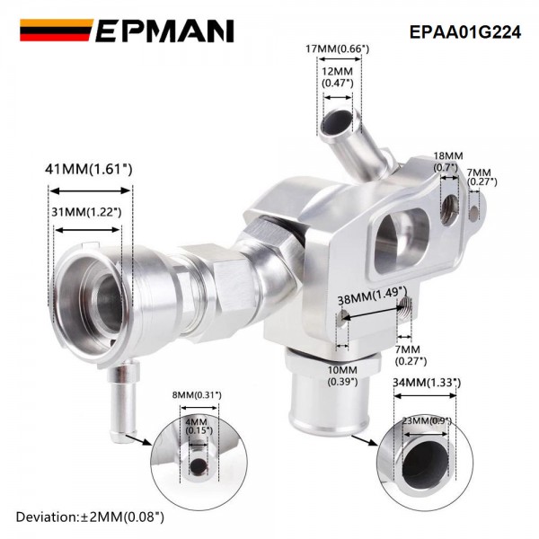 epaa01g224_2-1.jpg EPMAN K Series Aluminum Upper Coolant Housing Built In Filler Hose For Honda Acura Rsx Si K20 K24A1 EPAA01G224
