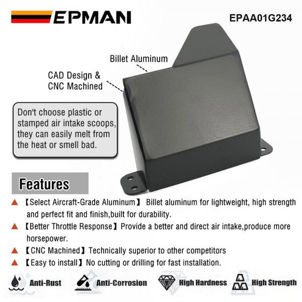 EPMAN Aluminum Heat Shield Cover For BMW M2 M3 M4 1 2 3 4 Series F30 320 F80 F82 N20 Cold Air Scoops Intake EPAA01G234