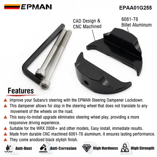 epaa01g255_3-1.jpg EPMAN Steering Dampener Lock Down Aluminum For Subaru WRX 08-21Forester 13-18/Liberty 10-21 EPAA01G255