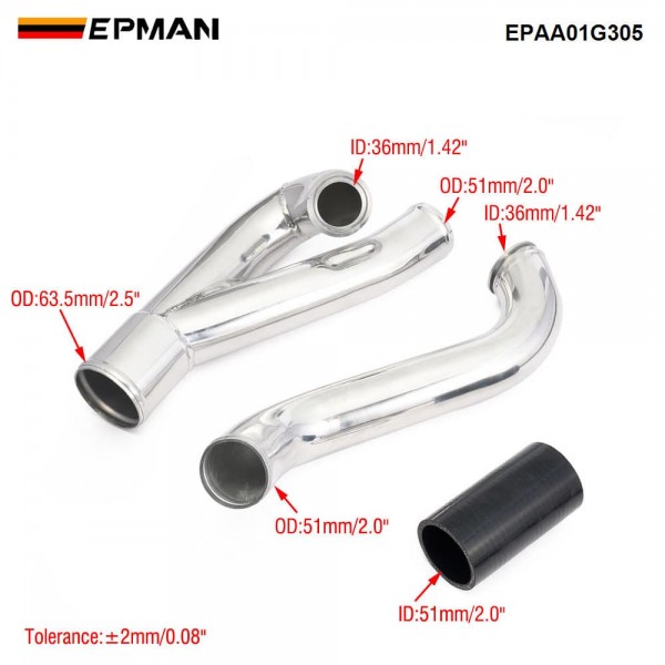 EPMAN Aluminum Turbo Charge Pipe For BMW N54 135i 535i 1M E82 E88 E89 E60 3.0L LHD Engine Parts EPAA01G305