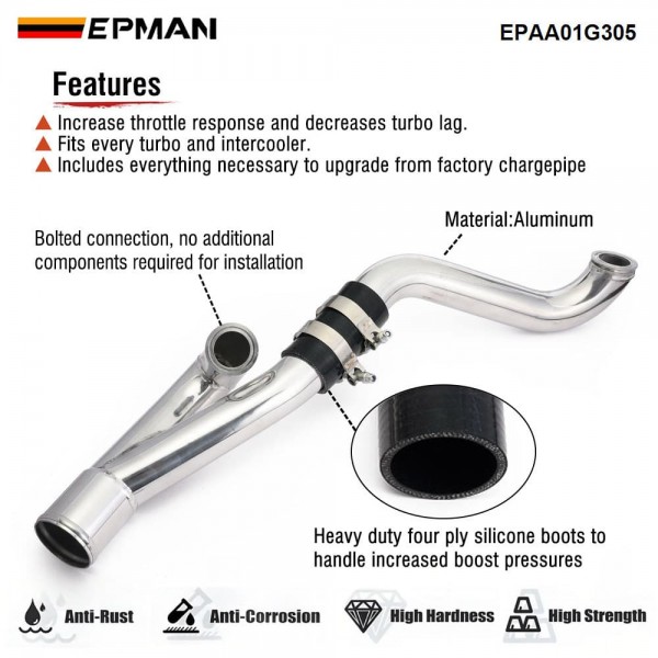 EPMAN Aluminum Turbo Charge Pipe For BMW N54 135i 535i 1M E82 E88 E89 E60 3.0L LHD Engine Parts EPAA01G305
