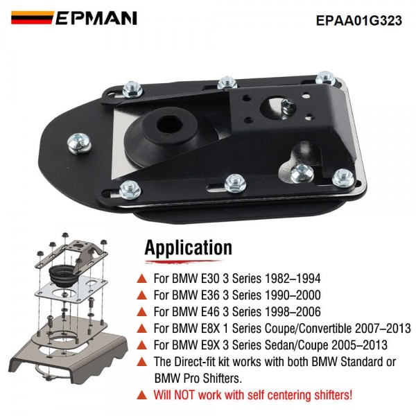 EPMAN CNC Aluminum Short Shifter Kit for BMW E30 E36 E46 E82 E88 E90 E92 – Direct Fit No Drilling EPAA01G323