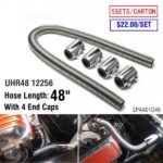 5SETS/CARTON Ultra Radiator Hose 48" With 4 End Caps Universal Stainless Steel Radiator Flexible Coolant Water Hose Kit UHR48 12256 EPAA01G48