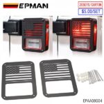 EPMAN 20SETS/CARTON Steel "American US Flag" Tail Light Covers Guards Protectors Compatible with 2007-2018 Jeep Wrangler JK Unlimited Accessories EPAA08G04-20T