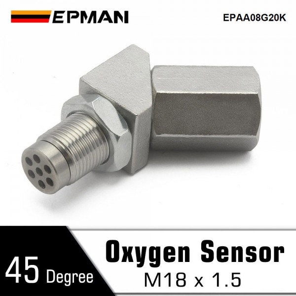 epaa08g20k_1-1.jpg EPMAN Spacer Catalytic Adapter Bung M18 * 1.5 Oxygen O2 Sensor Fix Check Engine Light 45 Degree EPAA08G20K