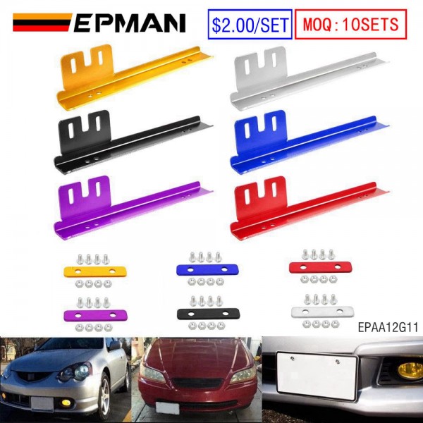 epaa12g11_1-1.jpg (MOQ:10 SETS) EPMAN JDM Aluminum License Plate Relocator Car Front License Plate Mounting Relocate Bracket Holder For Honda Civic EPAA12G11 - Image 1