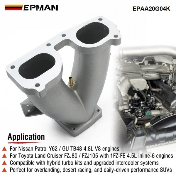 epaa20g04k_3-1.jpg EPMAN Cast Aluminum Y-Pipe Manifold Intake Oval for Nissan TB48 For Toyota 1FZ 4500 Turbo Upgrade EPAA20G04K