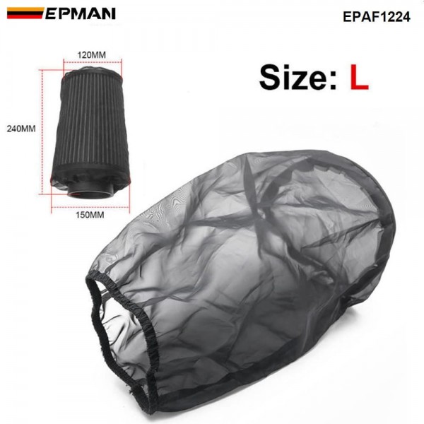 EPMAN Universal Car Cone Air Filter Protective Cover Waterproof Oilproof Dustproof for High Flow Air Intake Filters Black