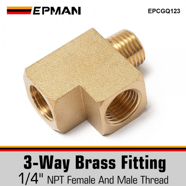 epcgq123_1-1.jpg EPMAN Extruded Barstock Street Tee T Female Male Brass Fitting 1/4 NPT Oil Water Gas Pipe/Tank EPCGQ123