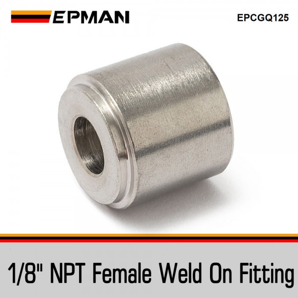 epcgq125_1-1.jpg EPMAN 1/8" NPT Female Coupling Bung Stainless Steel Weld On Fitting For Turbo Oil Feed / Sensor Round EPCGQ125