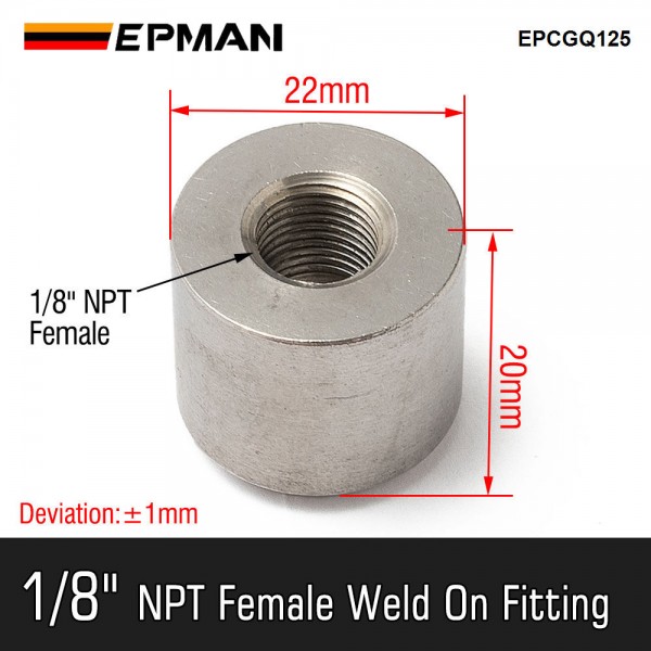 epcgq125_2-1.jpg EPMAN 1/8" NPT Female Coupling Bung Stainless Steel Weld On Fitting For Turbo Oil Feed / Sensor Round EPCGQ125