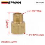 EPMAN 1/4" BSPT Male x 1/4" NPT Female Brass Pipe Fitting Adapter British to US Gauge Sensor Sender Adapter Reducer EPCGQ233 - Image 2