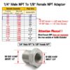 EPMAN 1/4" Male NPT X 1/8" Female NPT Reducer Adapter Fitting Threaded NPT Hex Bushing Forged 304 Stainless Steel EPCGQ237