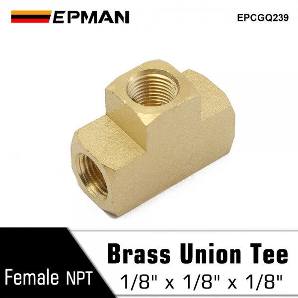 epcgq239_1-1.jpg EPMAN Brass Tee Fitting 1/8" X 1/8" X 1/8" NPT Female Pipe Fittings For Vacuum Line, Fuel Pump, Oil Cooler EPCGQ239