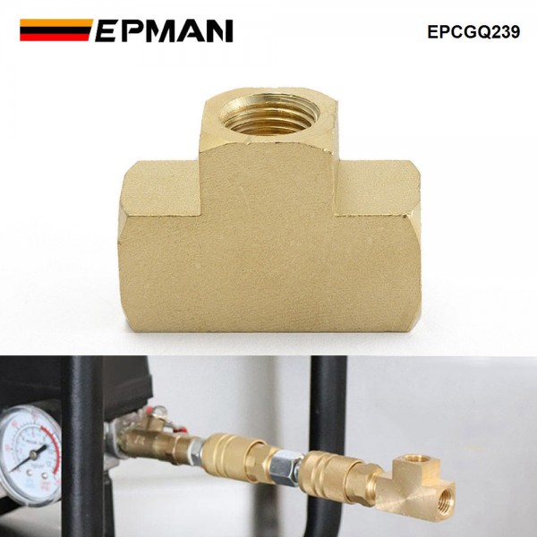 epcgq239_4-1.jpg EPMAN Brass Tee Fitting 1/8" X 1/8" X 1/8" NPT Female Pipe Fittings For Vacuum Line, Fuel Pump, Oil Cooler EPCGQ239