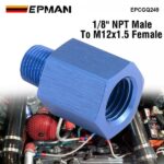 EPMAN Aluminium1/8" NPT Male To M12x1.5 Female Hose End Port Conversion Fittings Alloy Adapter EPCGQ249