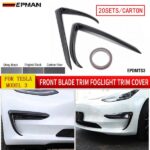EPMAN 20SETS/CARTON Front Blade Trim Fog Light Eyebrow Cover For Tesla Model 3 Modified Decoration Accessories ABS Car Accessories Model3 2020 EPDMTS3-20T