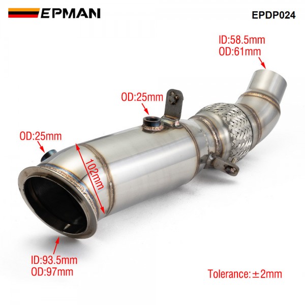 epdp024_2-1.jpg EPMAN 4" Turbo Exhaust Downpipe For BMW 228i 228ix/11-16 320i 320ix 328i 328ix/13-16 428i N20 12-16 EPDP024