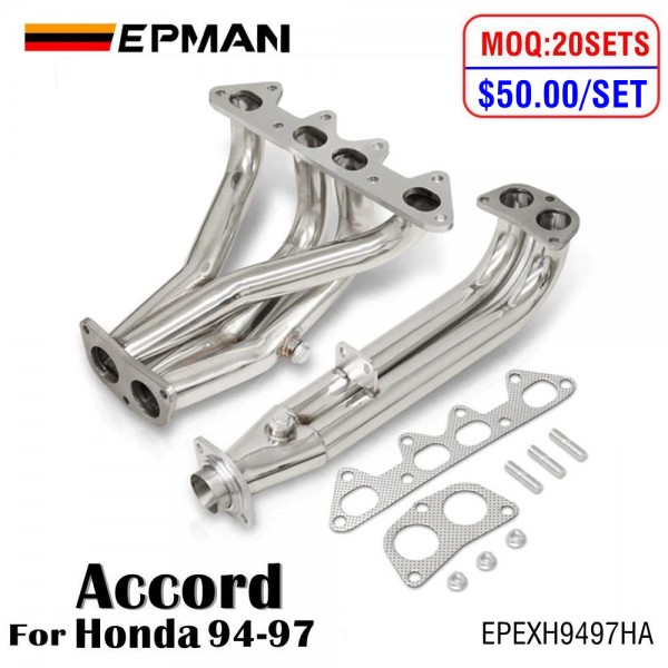 EPMAN For Honda Accord 2.2L I4 1994-1997 4-2-1 Exhaust Racing Header Stainless Steel Manifold EPEXH9497HA