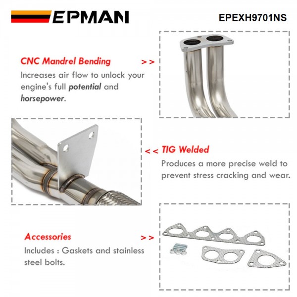 epexh9701ns_3-1.jpg EPMAN For Honda Prelude 97-01 Header Non SH Stainless SteelExhaust Header EPEXH9701NS