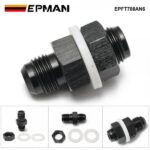EPMAN AN6 AN8 AN10 Straight Black Aluminum Fuel Cell / Tank Bulkhead Adapter Fitting Locking Nut With Te-fl-on Washer EPFT788 - Image 2