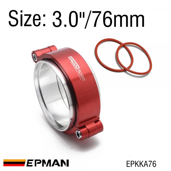 EPMAN HD Exhaust V-band Clamp w Flange System Assembly Anodized Clamp For 2.0", 2.5", 2.75", 3.0", 3.5" or 4.0" OD Turbo Dump Pipe EPKKA