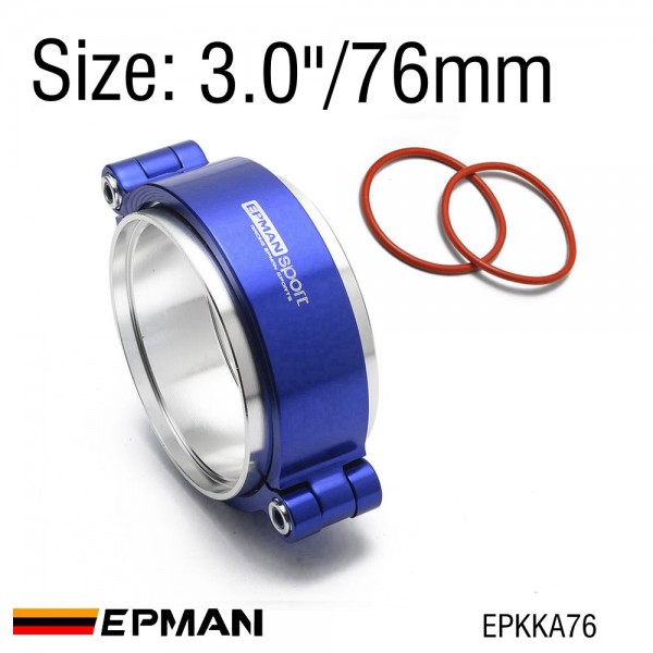 EPMAN HD Exhaust V-band Clamp w Flange System Assembly Anodized Clamp For 2.0", 2.5", 2.75", 3.0", 3.5" or 4.0" OD Turbo Dump Pipe EPKKA
