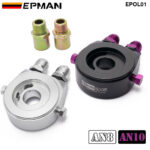 EPMAN Oil Filter Cooler Aluminum Sandwich AN10/ AN8 Fittings 1/8 NPT Plug Re Locator Plate With M20X1.5 & 3/4 x 16 UNF Adapters EPOL01