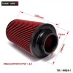10PCS/CARTON Universal 76mm and 240mm height Cold Air Filter Red Work 76mm Air Intake TK-14084-1 - Image 2