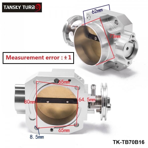 TANSKY Performance Billet 70mm Aluminum Throttle Body For Honda Civic B16 B18 Dohc SL Intake Manifold Silver TK-TB70B16
