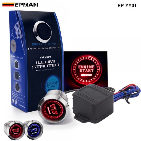tk-yy01_1pc_1-1.jpg PIVOT Blue / Red Illumination Car Engine Start Push Button Switch Ignition Starter Touch Kit TK-YY01 - Image 1