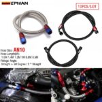 EPMAN 10PCS/LOT 55" 10AN Stainless Steel Braided Oil/Fuel Line w/ Fitting Hose End Adapter