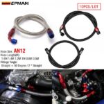EPMAN 10PCS/LOT 55" 12AN Stainless Steel Braided Oil/Fuel Line w/ Fitting Hose End Adapter