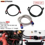 EPMAN 10PCS/LOT 55" 4AN Stainless Steel Braided Oil/Fuel Line w/ Fitting Hose End Adapter