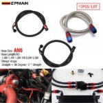 EPMAN 10PCS/LOT 55" 6AN Stainless Steel Braided Oil/Fuel Line w/ Fitting Hose End Adapter